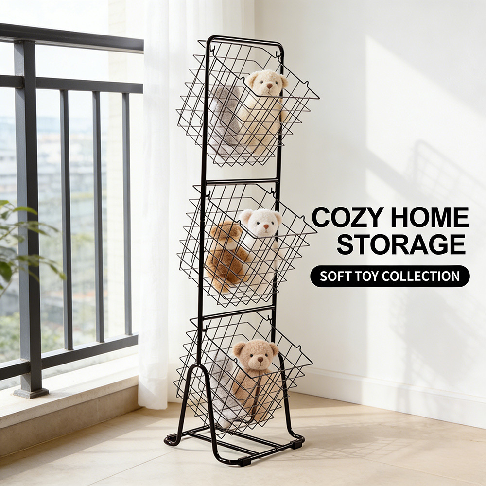 TEMU Snack Storage Basket, Tall Kitchen Storage Rack & Produce Organizer, Floor-standing Fruit & Vegetable Shelf, Home Organization Trolley