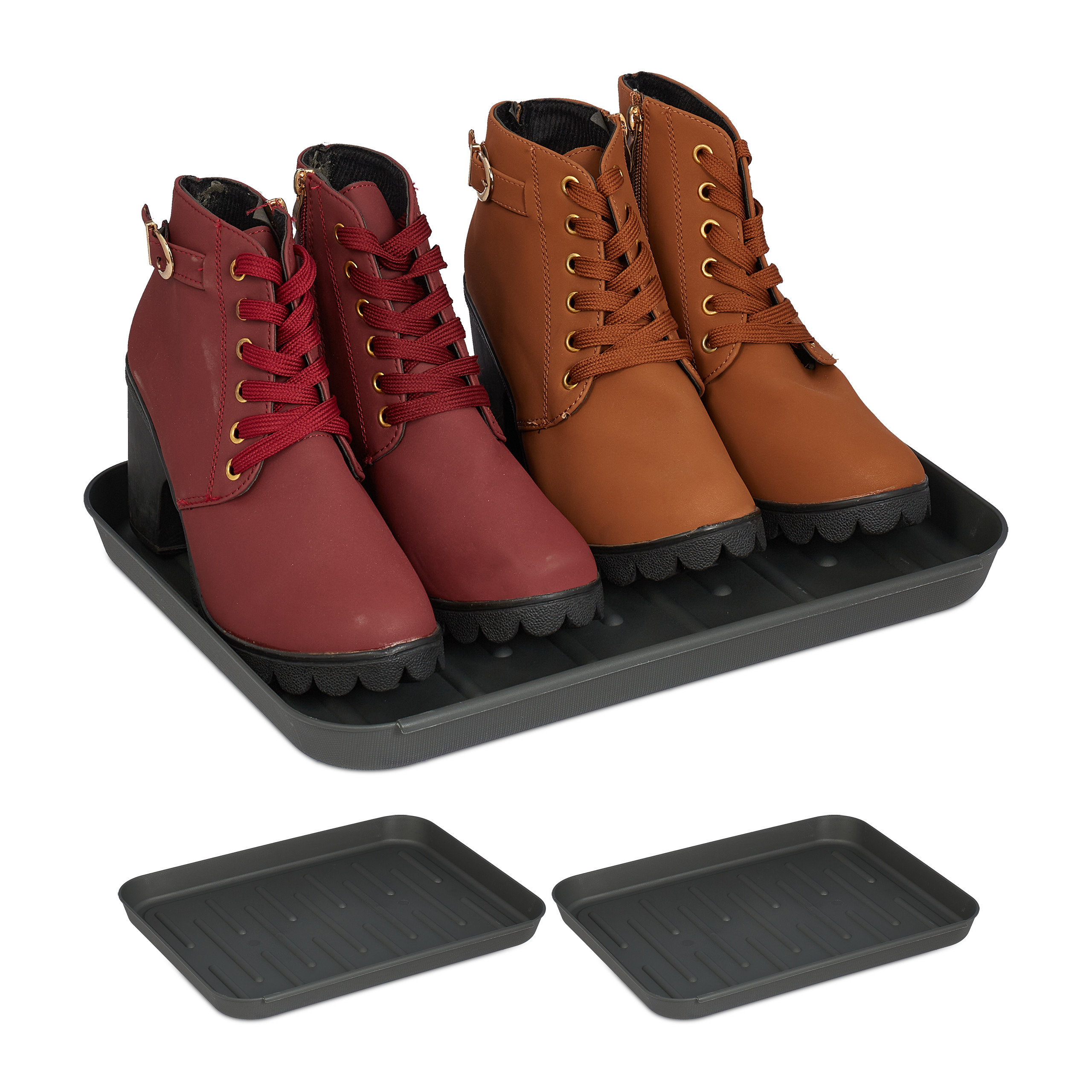 E-shop 3 x Schuhabtropfschale in Grau - (B)35 x (H)3 x (T)27 cm