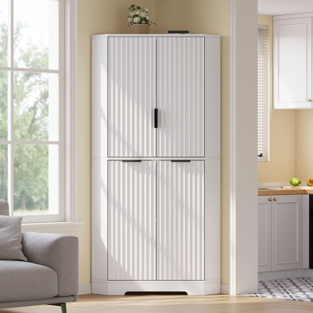 Image of Corner Cabinet, Storage Cabinet With And Adjustable Shelves, Sideboard For Kitchen, Dining Room, And Living Room, 60 × 60 × 172 Cm