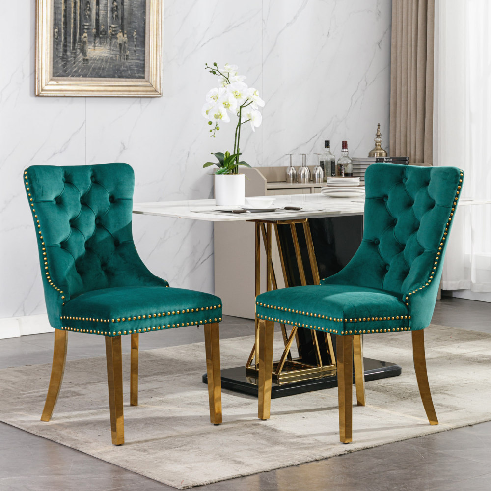 Image of High-quality Upholstered Chair With High Back, Dense Foam, Steel Spring, Elegant Dining Room Living Room Chair, Easy Assembly