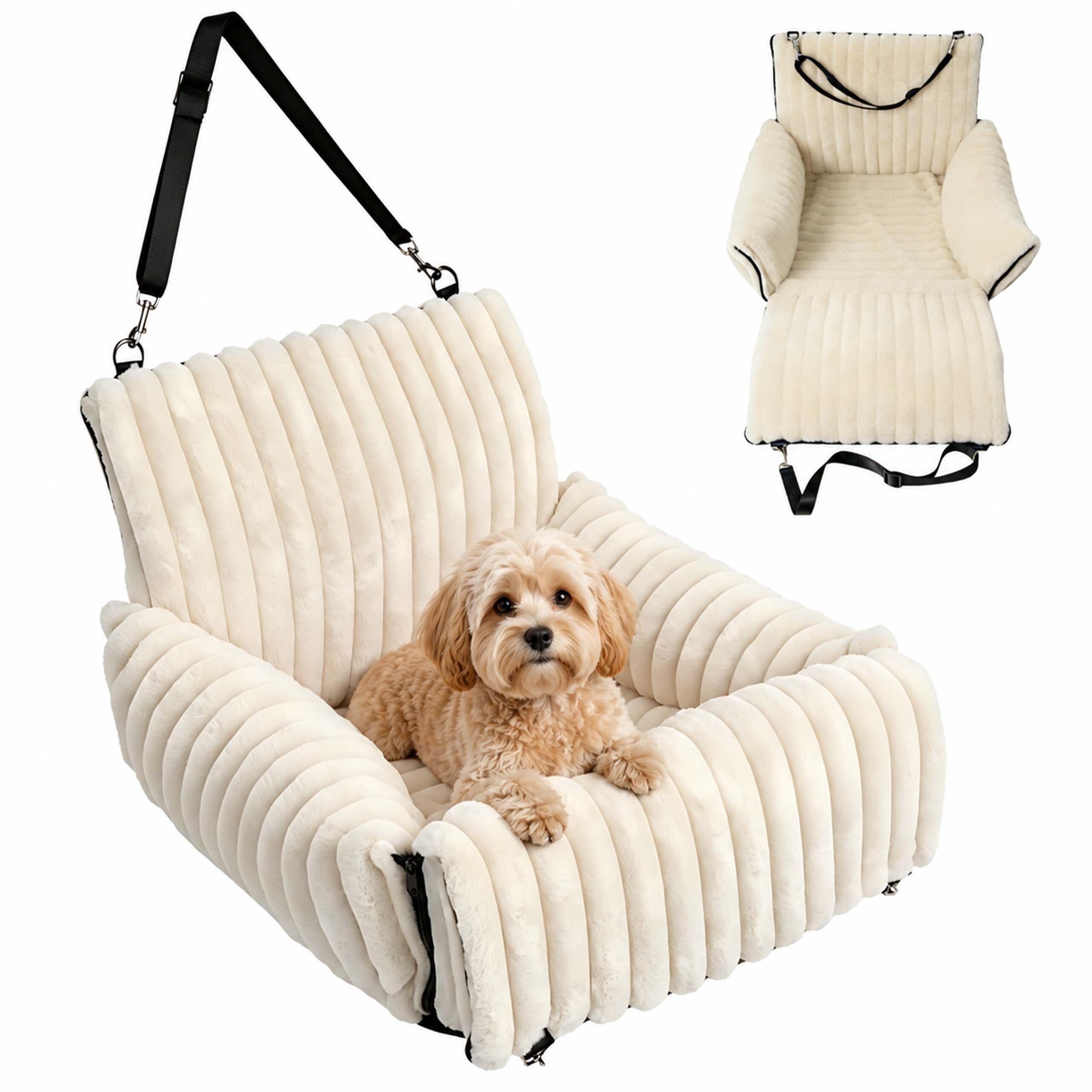 Dog Car Seat In Beige - (w)48x (h)38x (d)48 Cm