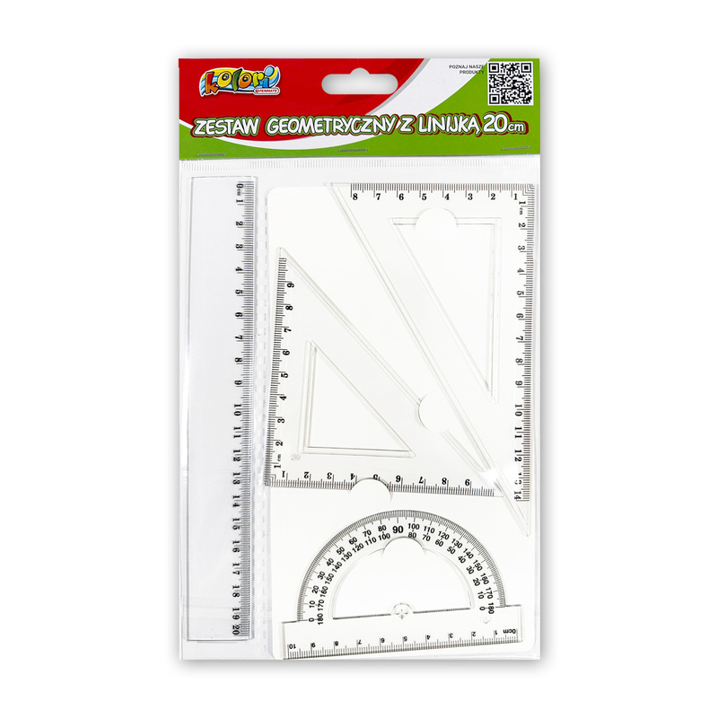 Complete Geometric Drawing Set With 20cm Ruler, Ideal For Precise Drawing And Measurements In School And Office, Set For Working With Geometry And Design.