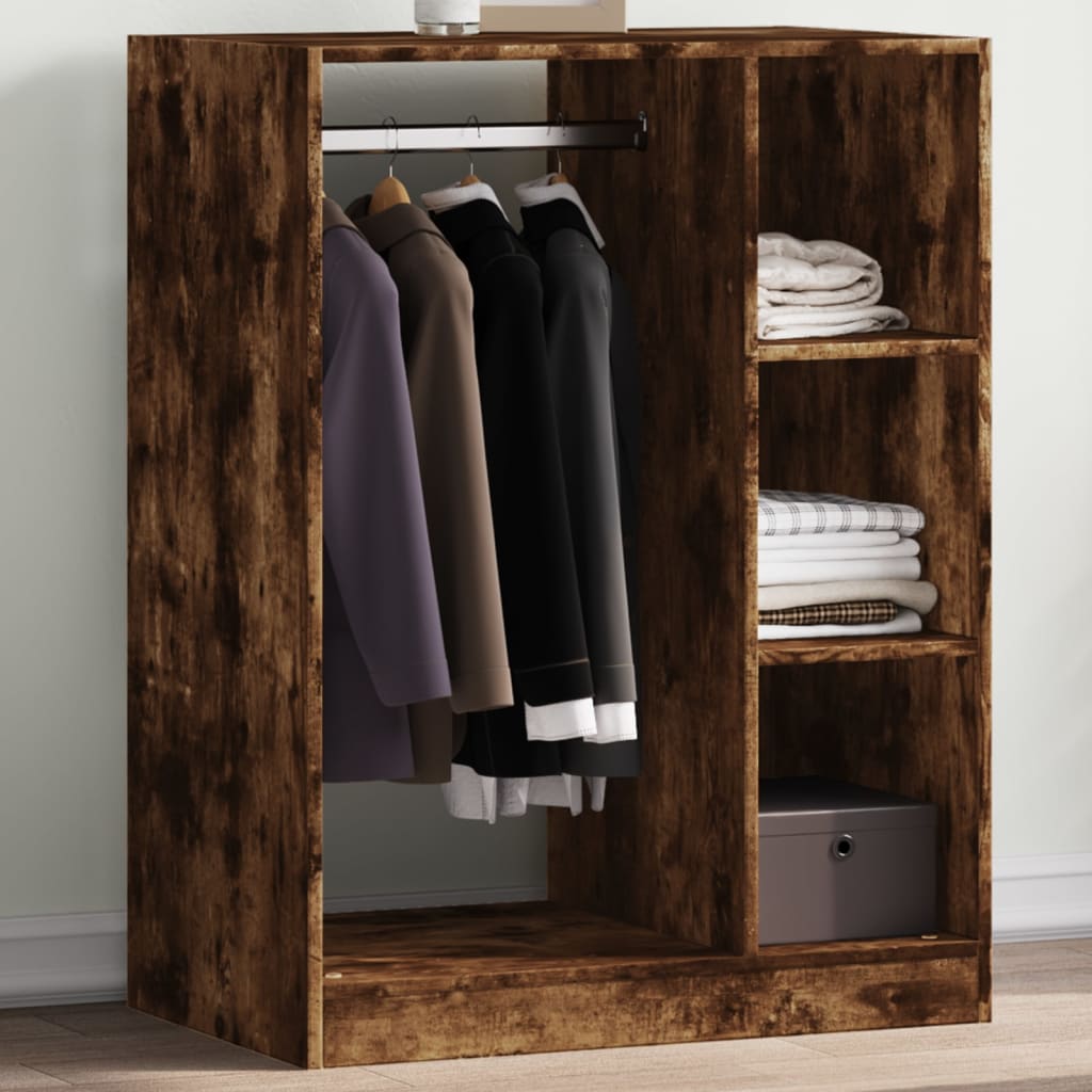Image of Wardrobe, Storage Cabinet With Storage Space, Tall Cabinet For Bedroom, Rustic Cabinet, Modern, Smoked Oak Wood Material
