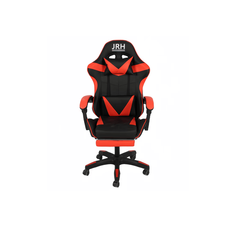 scaun gaming profesional jrh, king size, cadru otel, piele  , 130 kg, perna lombara - rosu