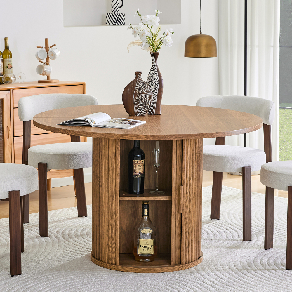 Image of Dining Table For 4-6 People, Round 120 Cm | Country House Style With Wooden | Versatile As Coffee Table Lounge Table