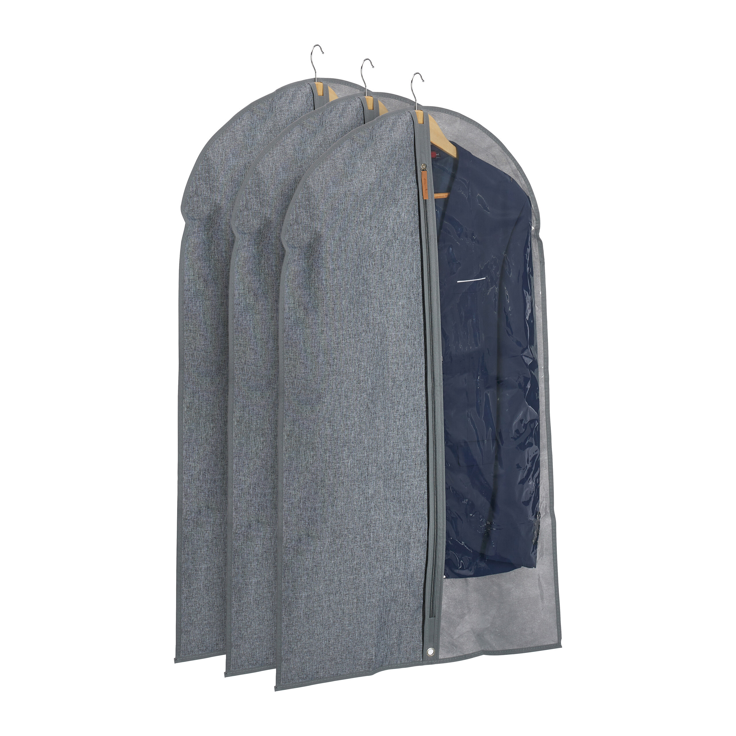 3-pack Garment Bags In Gray/transparent - (w)58 X (h)99 Cm