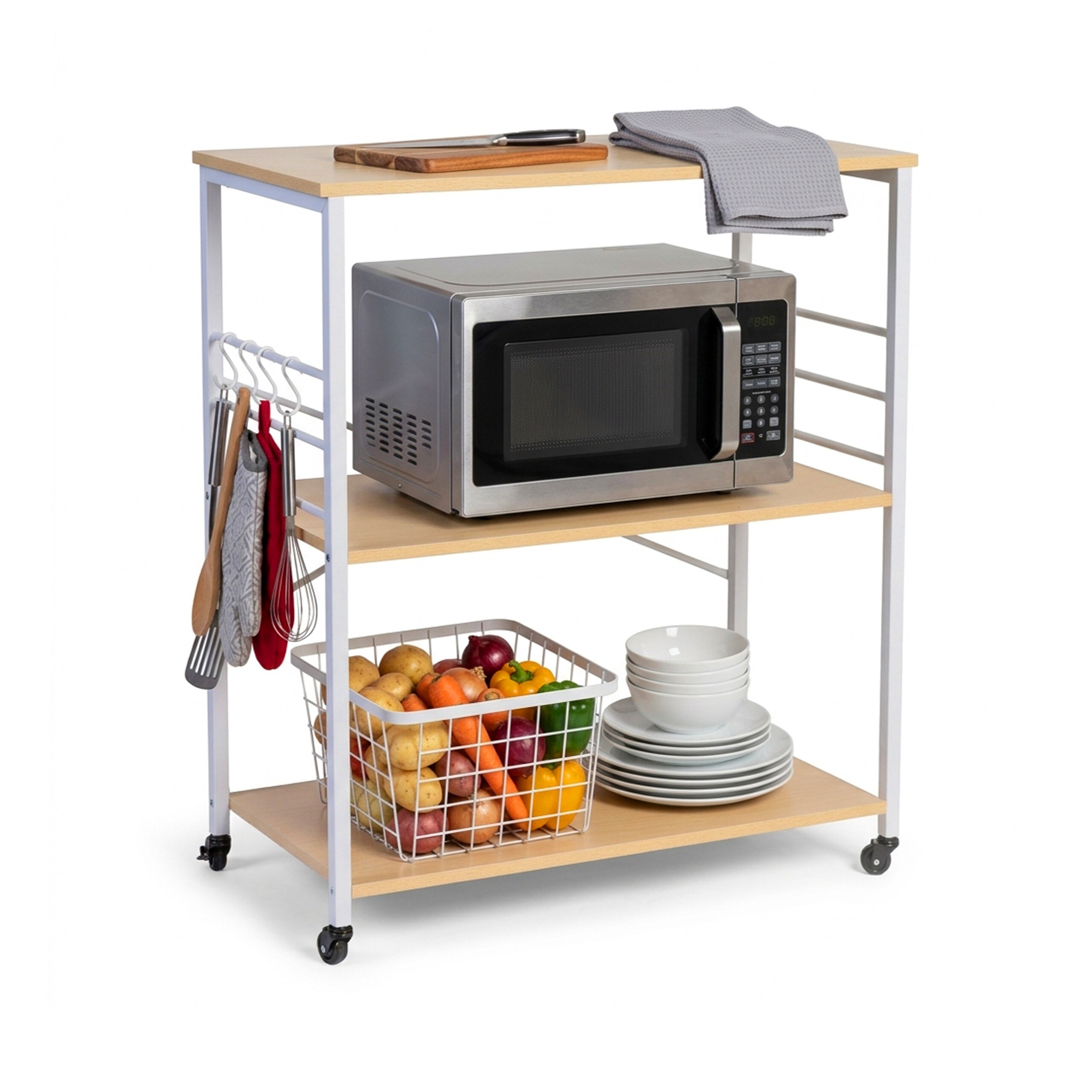 TEMU Kitchen Trolley In Natural/white â (w)80 X (h)89 X (d)40 Cm