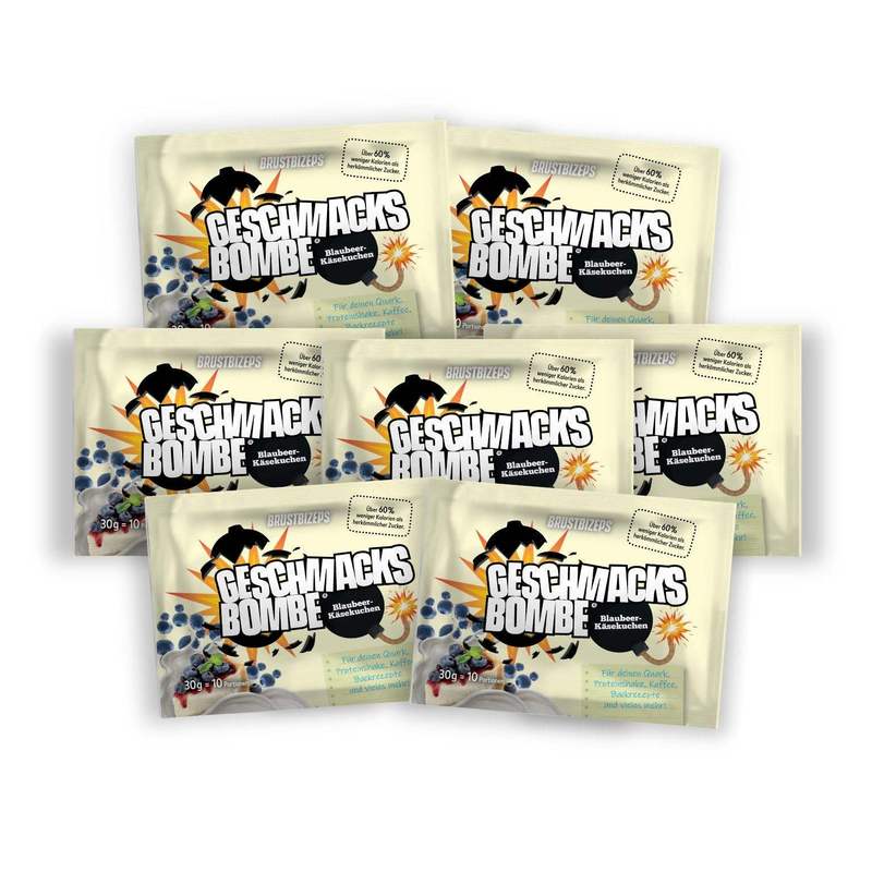 Image of Brustbizeps Flavor Bomb Samples 210 G - 7 X 30 G Flavor Powder With Inulin And Sweetener For Quark, Porridge, Protein Shakes, And Baking