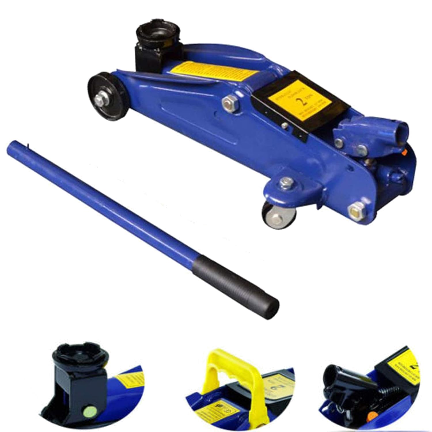 E-shop 2 Tonnen Rangierwagenheber Langer klassischer hydraulischer Bodenheber Schwerlast Niedriges Profil Wagenheber für Auto Van Garage mit Griff und
