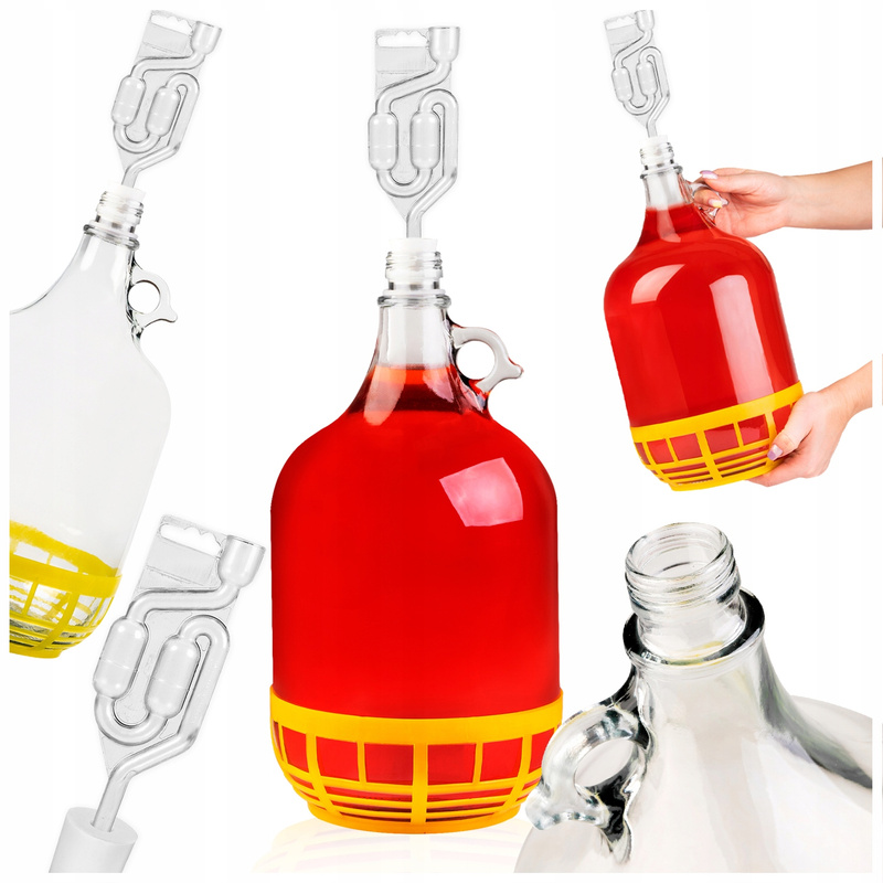 Image of Gassifier 5l Balloon For Wine, Kvass, Cider, Beer Set With Cork And Fermentation Tube, Perfect For Home Production Of Alcohol And Fermented Beverages