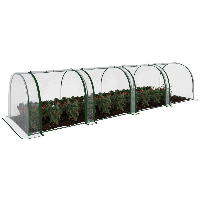 TEMU A Tunnel in Acciaio Per Piante Fiori Orto Giardino Telo In PVC Porte Avvolgibili A Cerniera Protezione Piante Giardinaggio 295 x 100 x 80 Cm