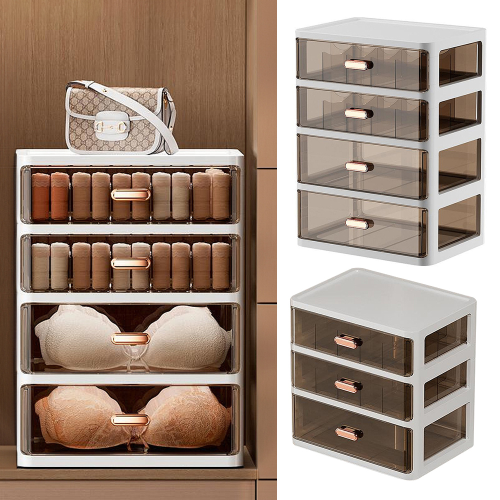 Stackable Bedside Storage Box with Four Compartments
