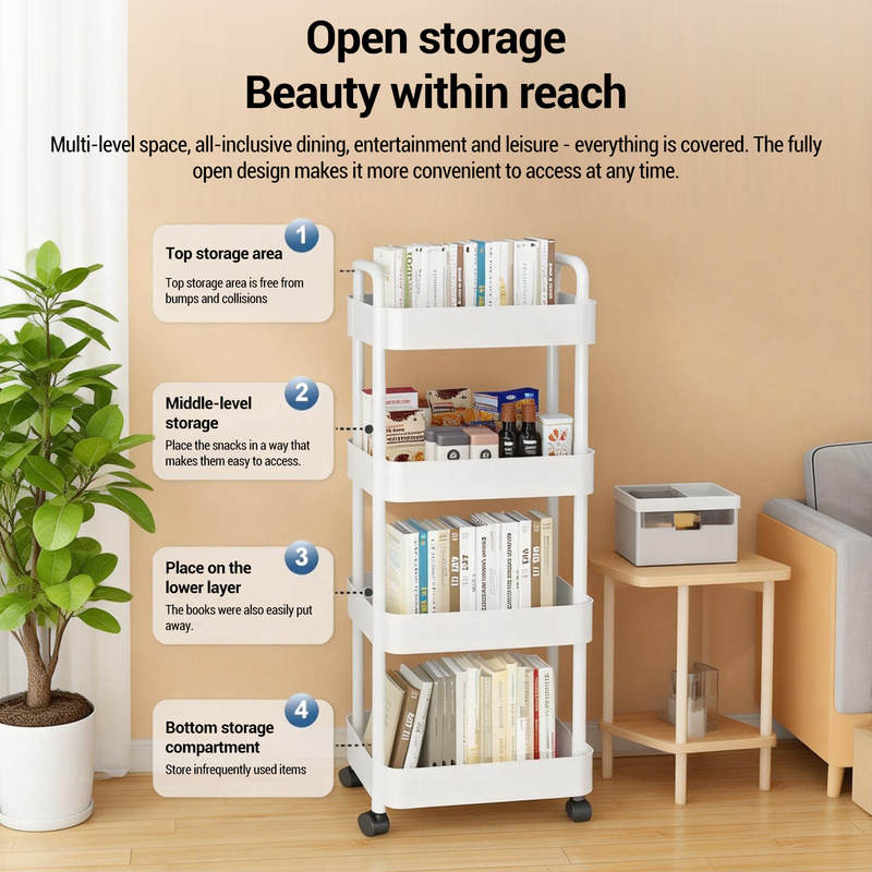 Slim 5-tier Rolling Storage Trolley Cart With Handle – Narrow Utility Organizer Rack – Space- Mobile Shelving For Kitchen, Bathroom, Laundry, Or Bedroom – White