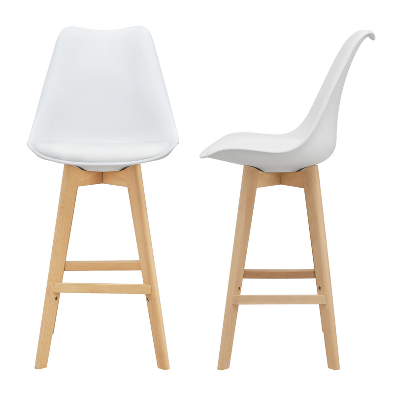 Image of Bar Stool 2pcs Set Bar Chair With Backrest Bistro Stool With Upholstered Seat Counter Stool With Wooden Frame Frame In Colors