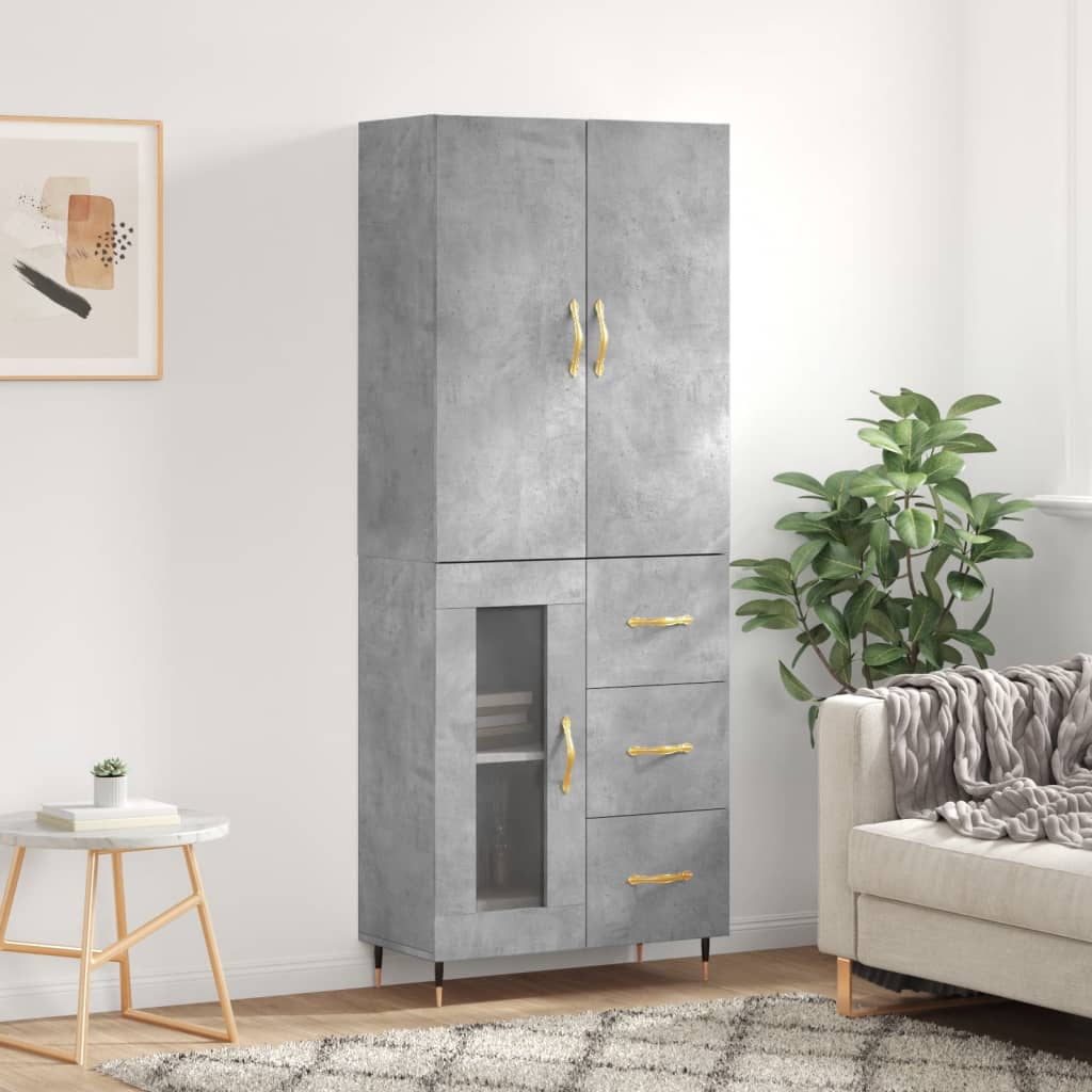Image of Vidaxl , Sideboard With Of Storage Space, Dresser Cabinet For Living Room, Server Sideboard With Metal Legs, Modern, Concrete Grey Wood