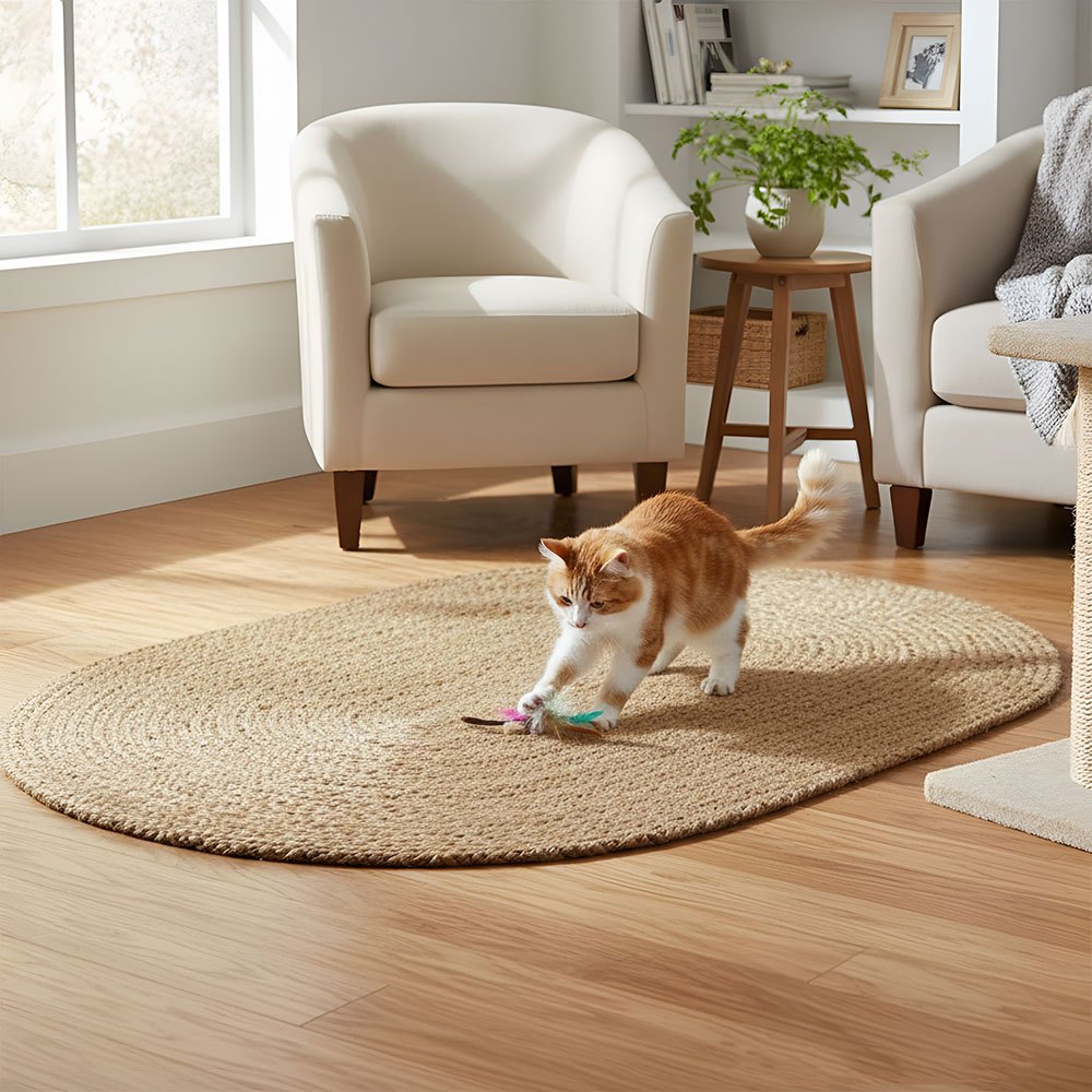 TEMU Cat Scratcher Mat, Floor Scratching Pad, Natural Scratch Carpet, Round Grass Mat For Pets, Indoor Scratching Mats, Pet Scratch Pad For Furniture