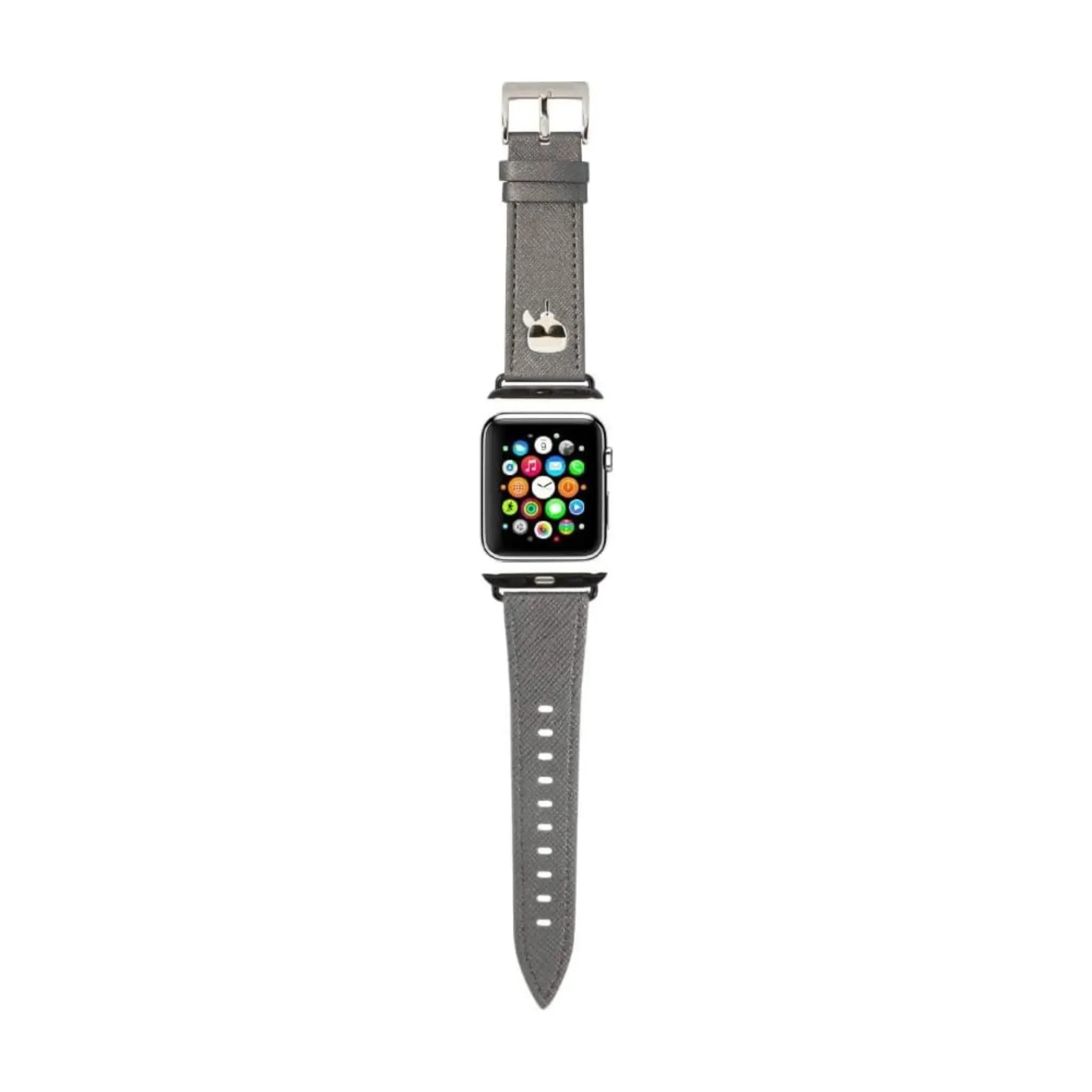 Karl Lagerfeld Silicone Karl Head Apple Watch Band | Stylish Watch Strap for Apple Watch 38mm, 40mm, and 41mm | Flexible Silicone Design with Iconic Karl Head Design | Durable and Fashionable Replacement Band for Your Apple Watch | Exclusive Accessory from the Karl Lagerfeld Collection | Gray
