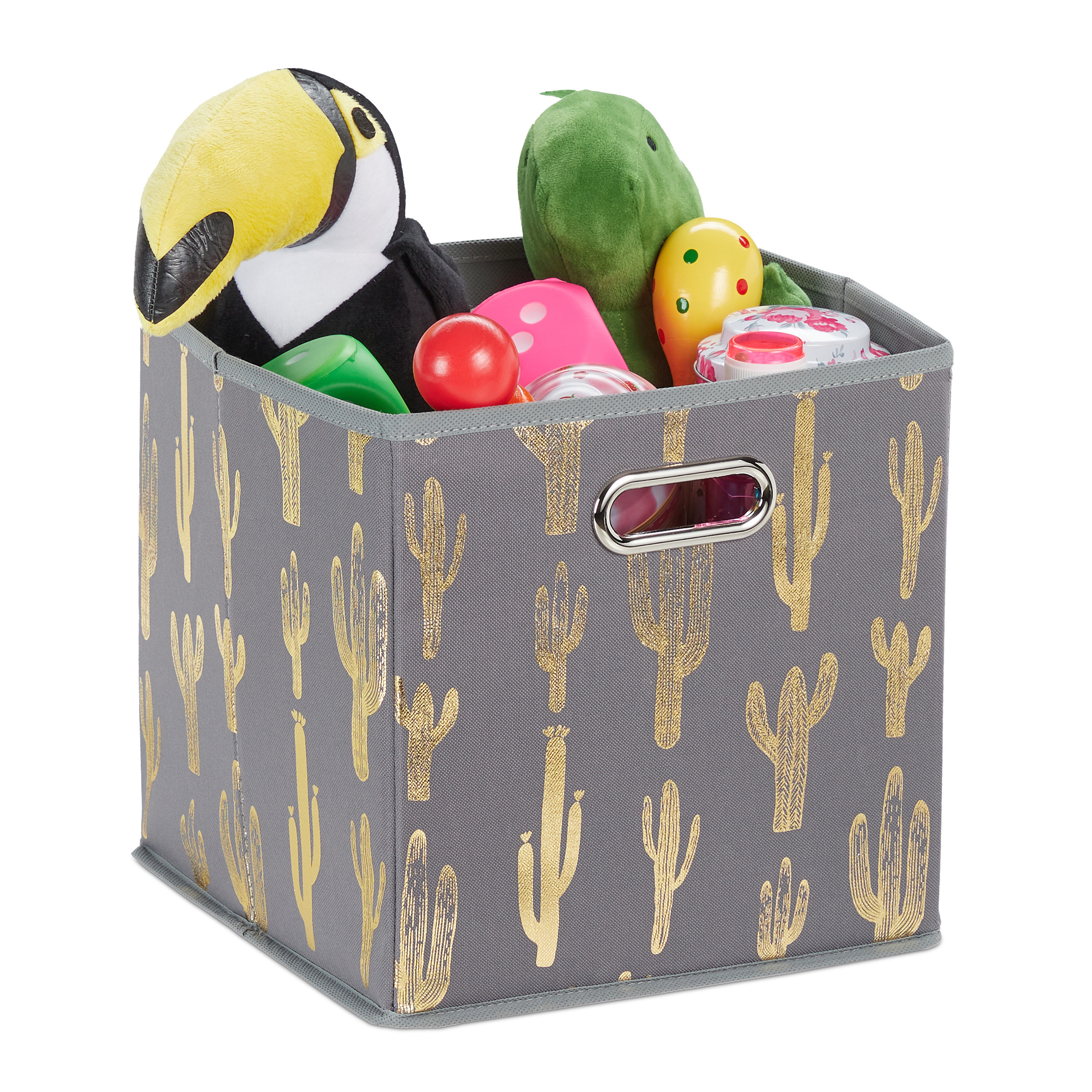Folding Box In Gray/gold - (w)28.5 X (h)29 X (d)28.5 Cm