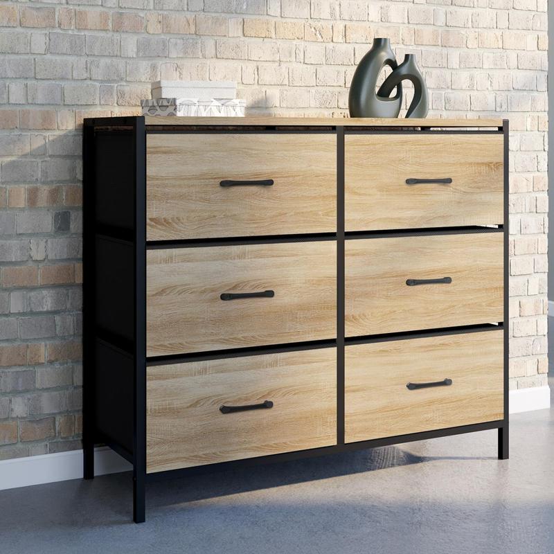 TEMU Commode 6 tiroirs en tissu 80 cm meuble de rangement design industriel