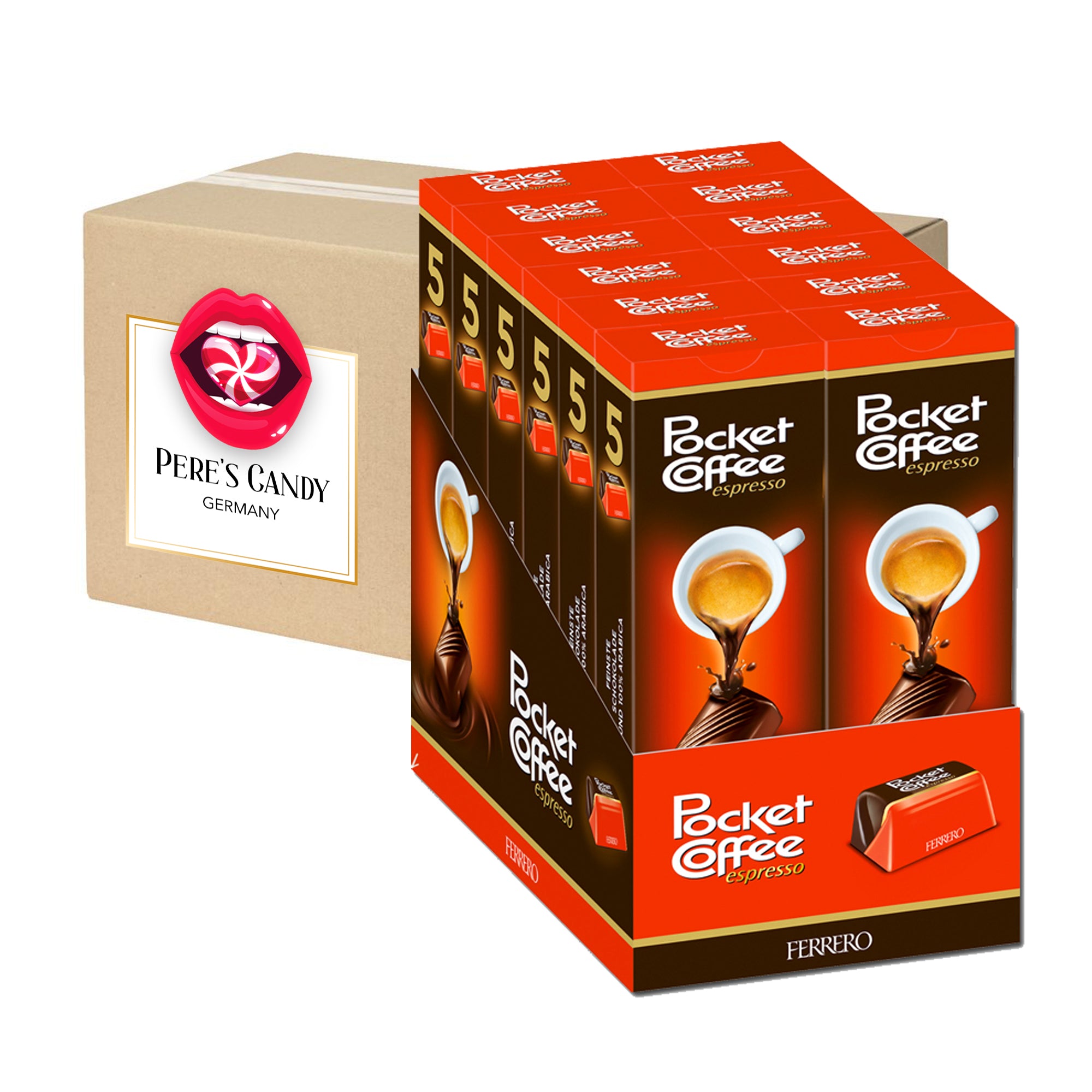 Image of Pocket Coffee Praline 12x5pcs Of Pralines Made Of Crunchy Whole Milk And Semi-bitter Chocolate Containing Liquid Espresso From Miscela Arabica Beans 744g