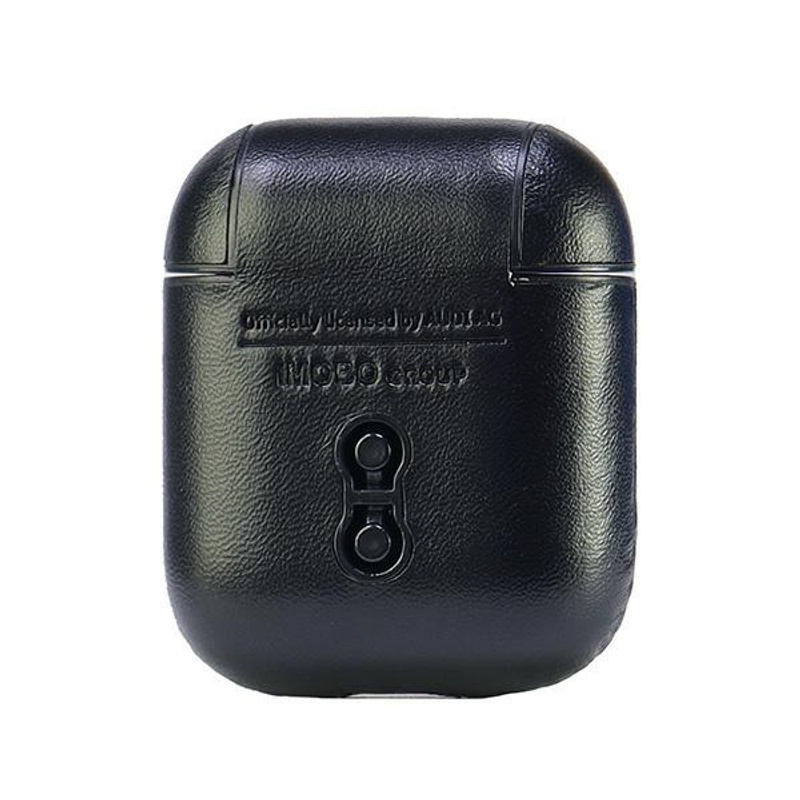 Airpods 1,2 Leather Big Logo Case, Black - Elegant Leather, Protective Coating, Perfect Fit, High-Quality Material, Stylish Design