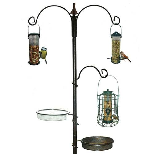 bird feeding station with 3 brackets water mesh dish stylish garden bird feeder stand