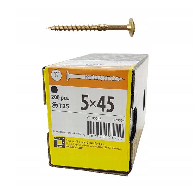 Domax Wood Screws With Yellow Tellerkopf 5 X 45 Mm 200pcs.