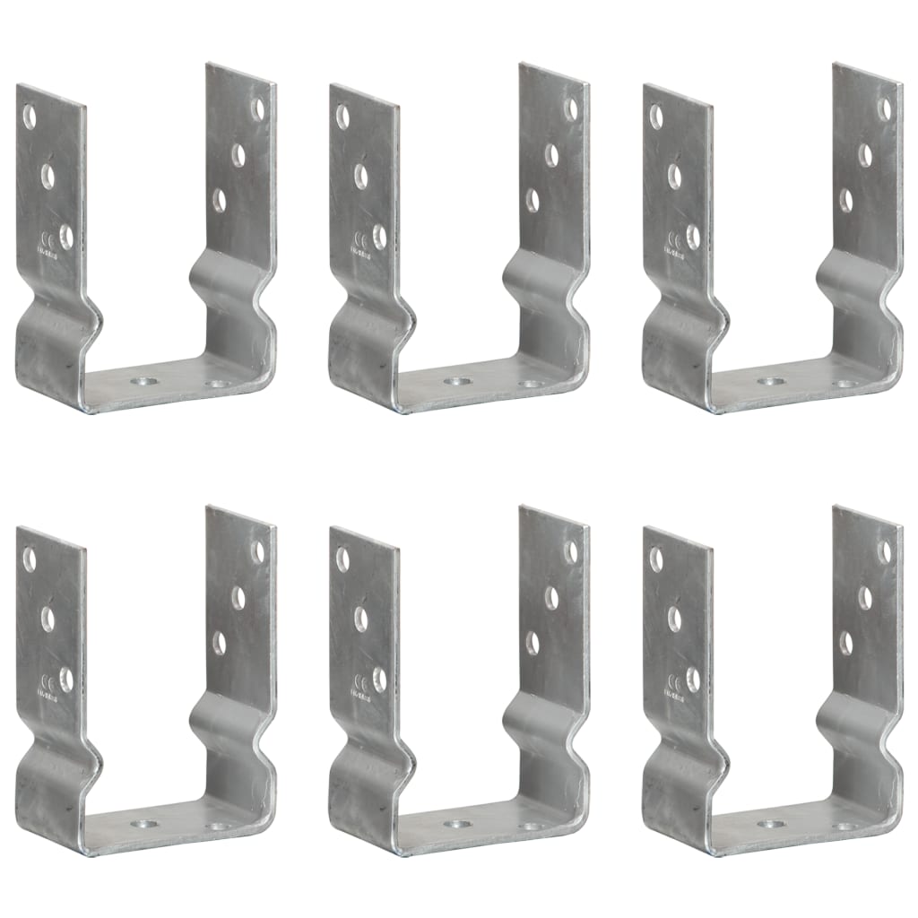 Vidaxl 6x Holder Bracket For Screwing With Socket Fire Galvanized Silvery 10x6x15cm Galvanized Steel