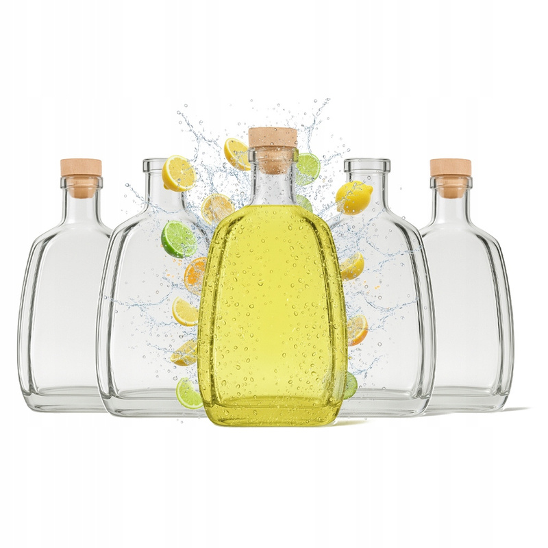 TEMU Confezione da 5 bottiglie da 250ml con tappo in per liquori, vino, tinture - Vetro