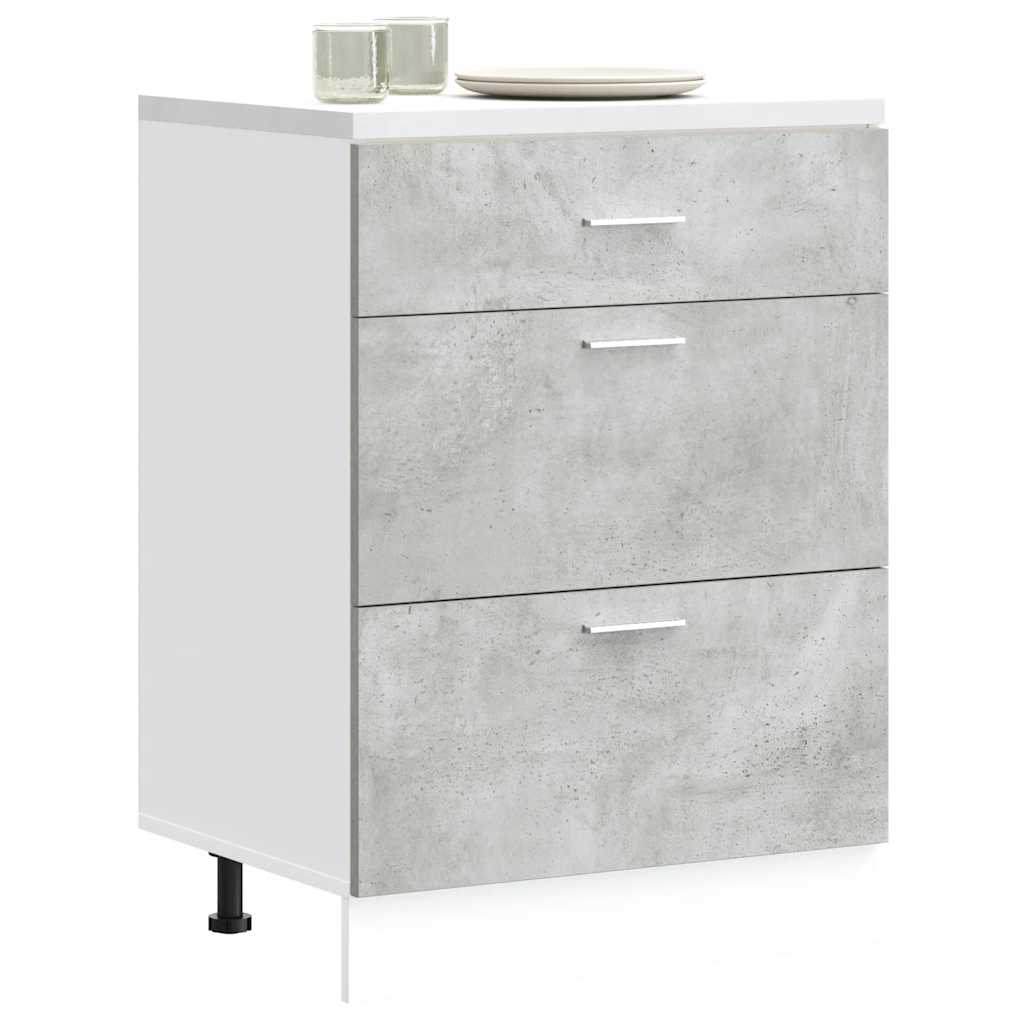Image of "" Concrete Grey Wooden Kitchen Base Cabinet, Sink Base Cabinet, Kitchen Cabinet, Storage Cabinet, Under-sink Cabinet, Kitchen Unit