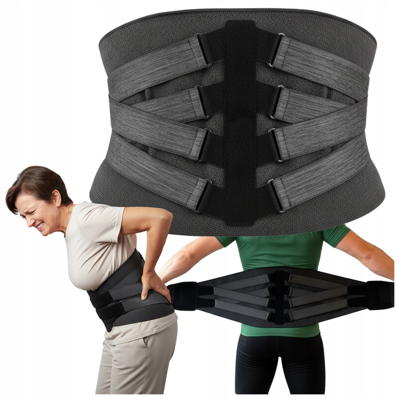 Image of High Adjustable Belt For The Lower Back Xxl, 110-125 Cm, 4 Metal Buckles, Elastic Straps, Closure, Breathable 3d Construction, For Daily Use And Activity.