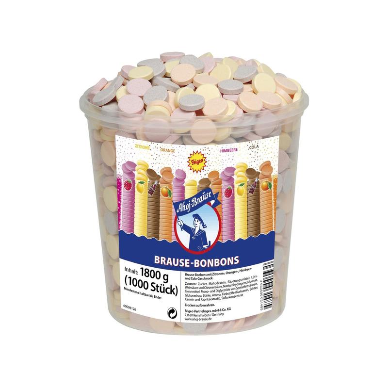TEMU Ahoj Brause Brause Bonbons 1000 Stück (Eimer, 1800g)