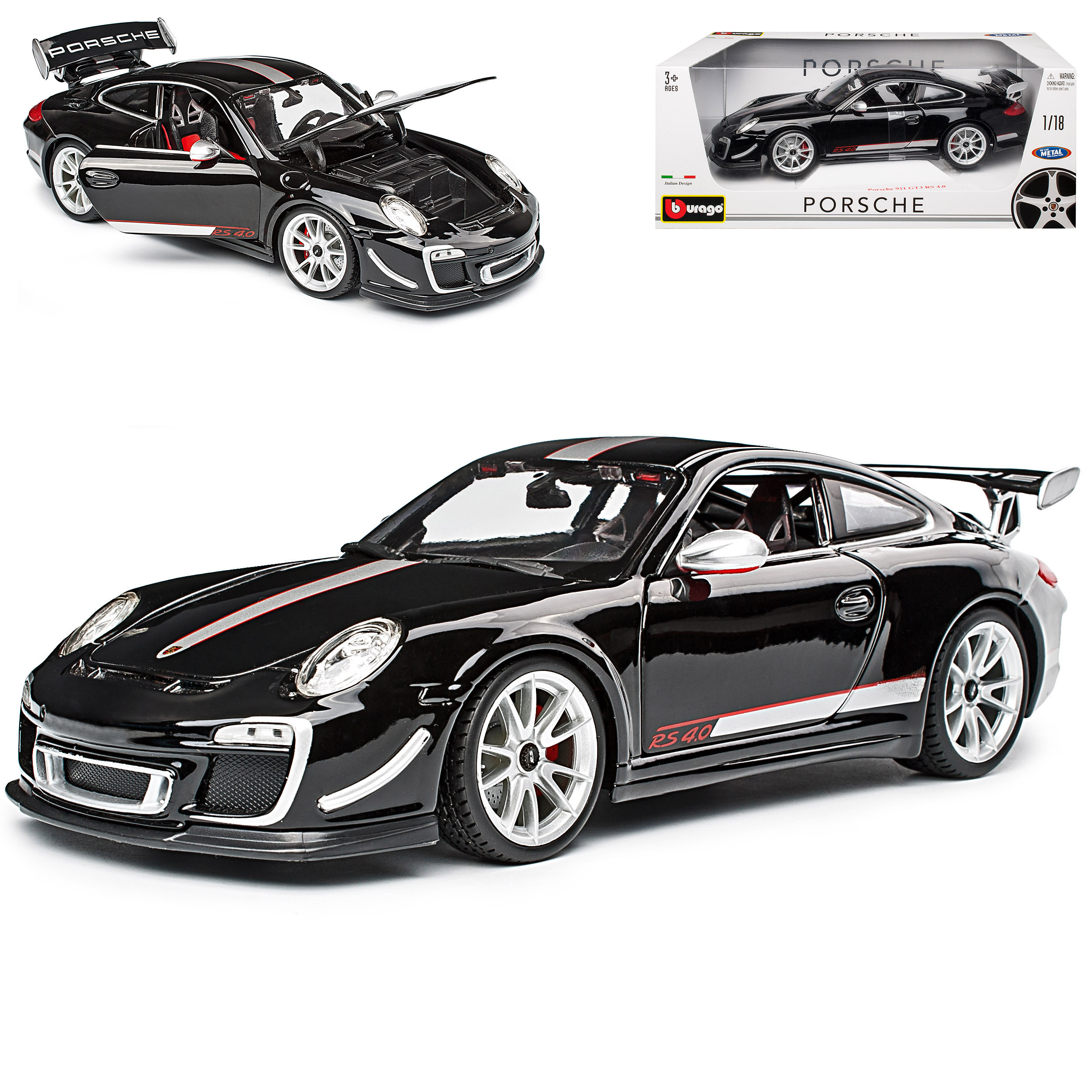 911 997 .0 Coupe Black Silvery 2004-2012 1/18 Bburago Model Car