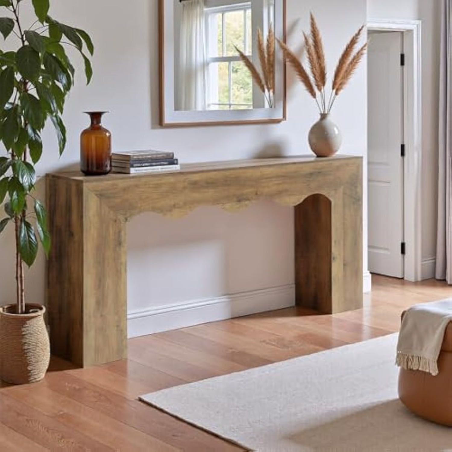 63" Farmhouse Console Table, Wooden Couch Table Behind Sofa