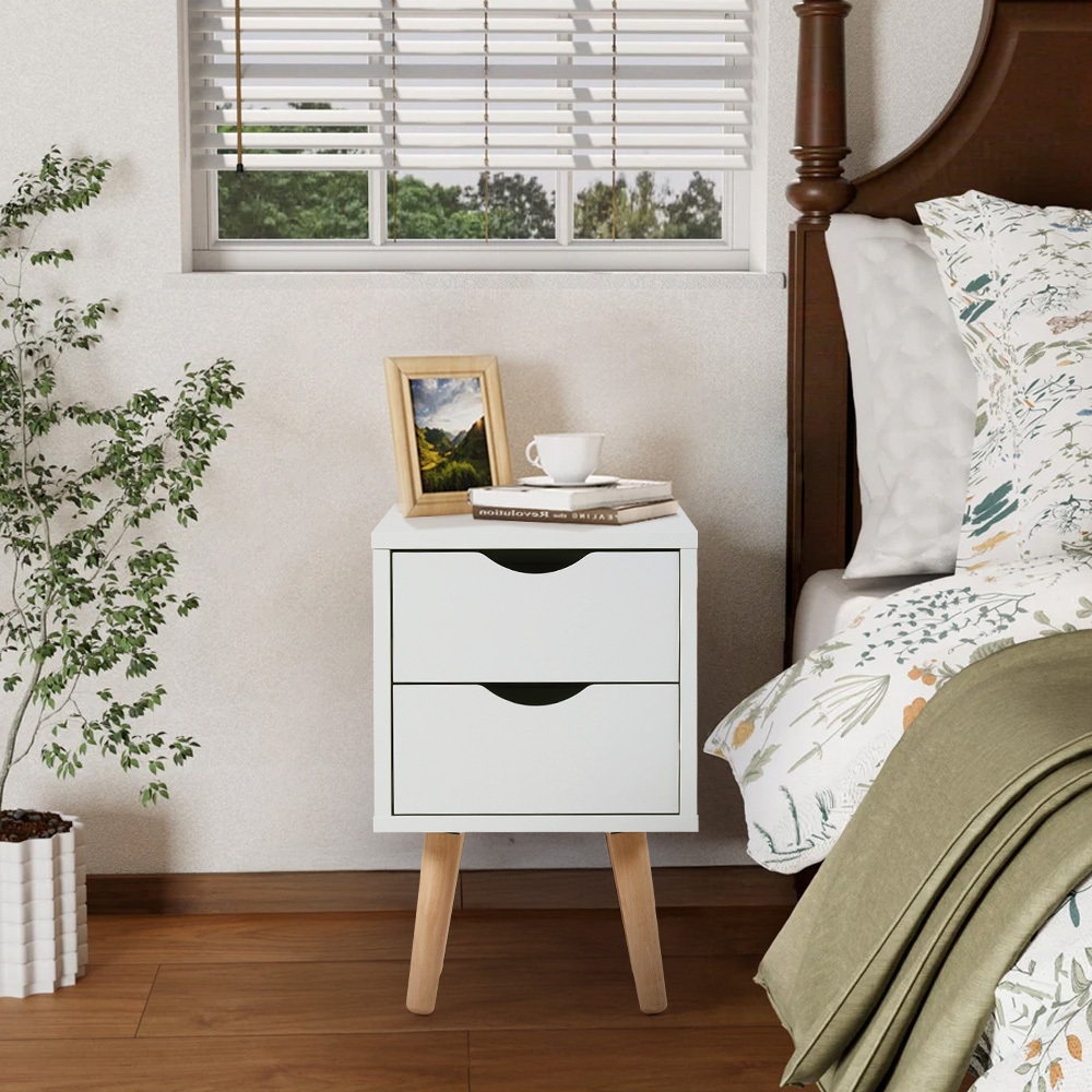 TEMU 2 Drawer Bedside Table Modern Bedroom Nightstand Wooden Mdf Side End Stand For Living Room Hallway Sofa 30x30x46cm