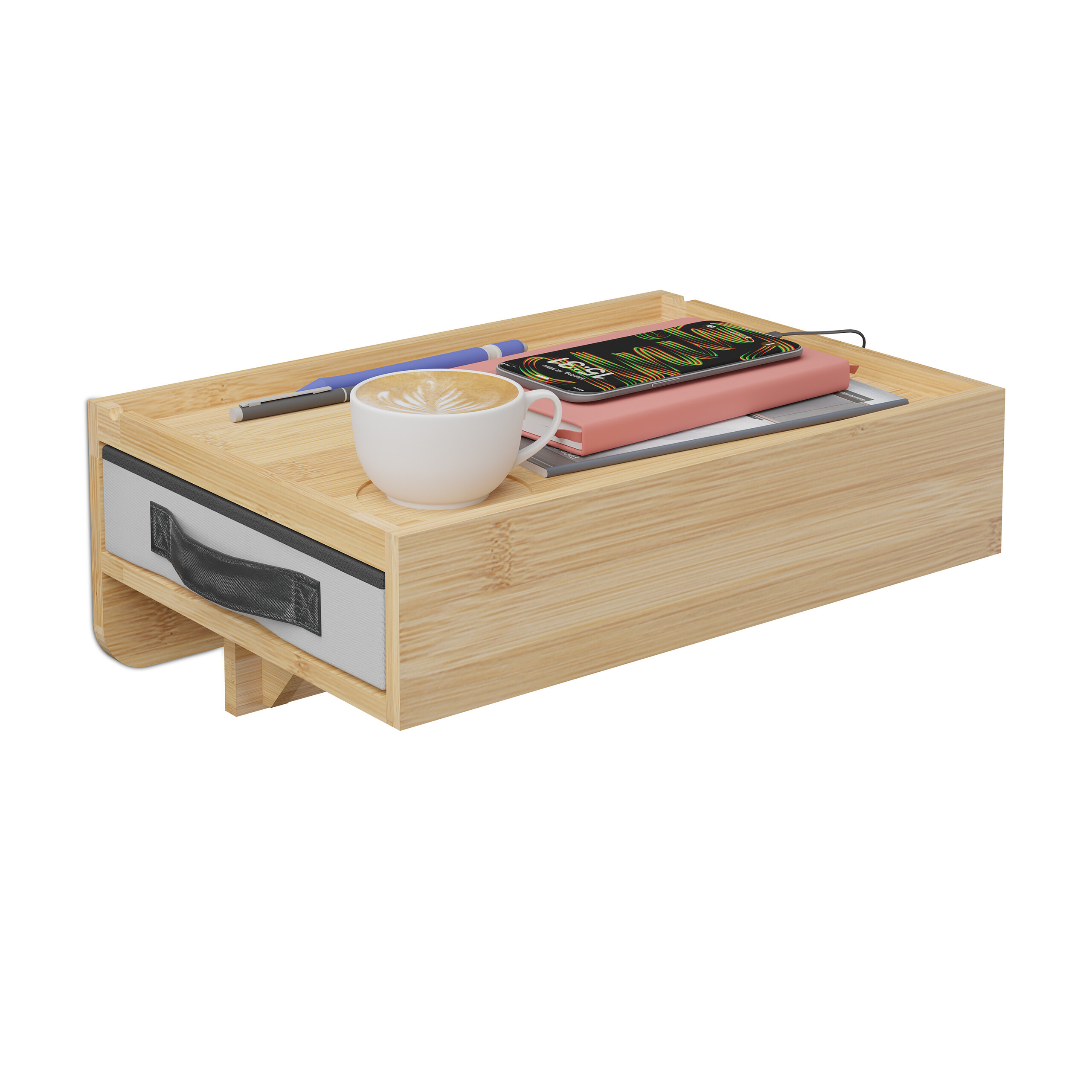 Clamp-on Nightstand In Natural - (w)37 X (h)14 X (d)26.5 Cm