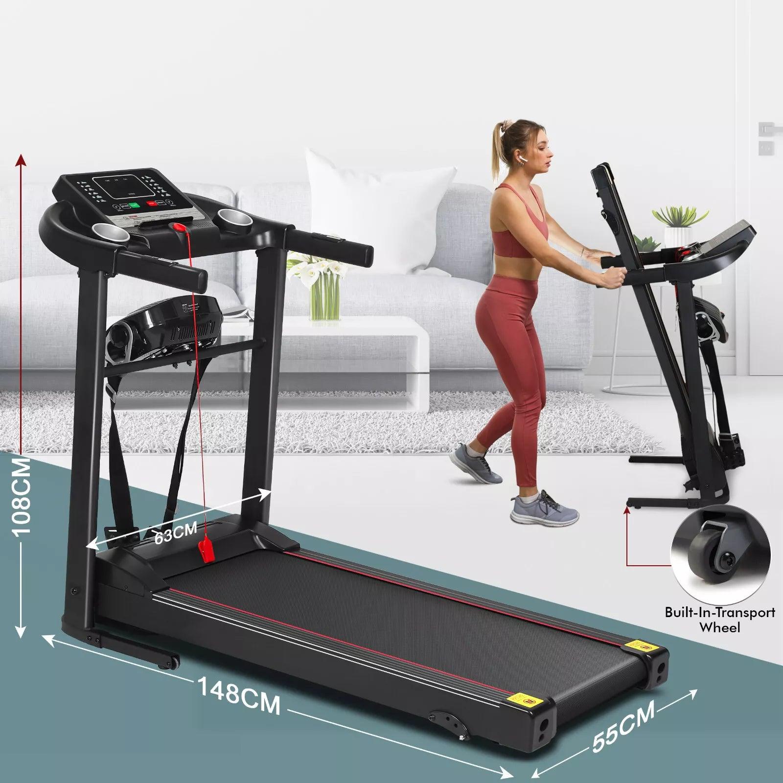 Foldable Electric Treadmill 2.0 HP Motorized Running Machine with Incline & Built-in Massager – Adjustable Speeds 1-12 km/h, LED Display, Home Gym Fitness Equipment