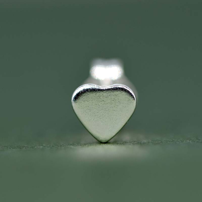 Women's Sterling Silver Flat Heart Stud Earrings
