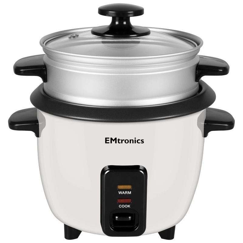 TEMU Emtronics Rice Cooker / Veg Steamer 0.6 To 1.8 Litre - White