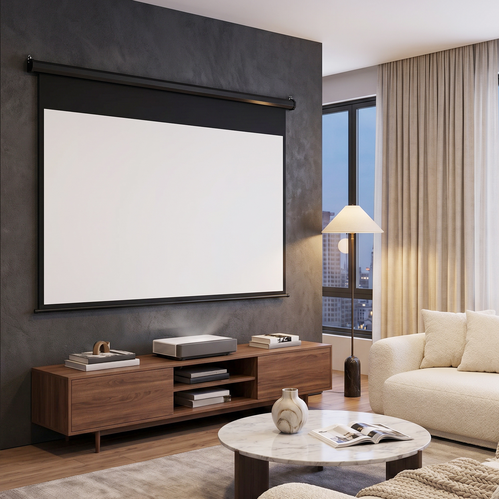 72" High-Definition Projection Screen with Matte White Surface