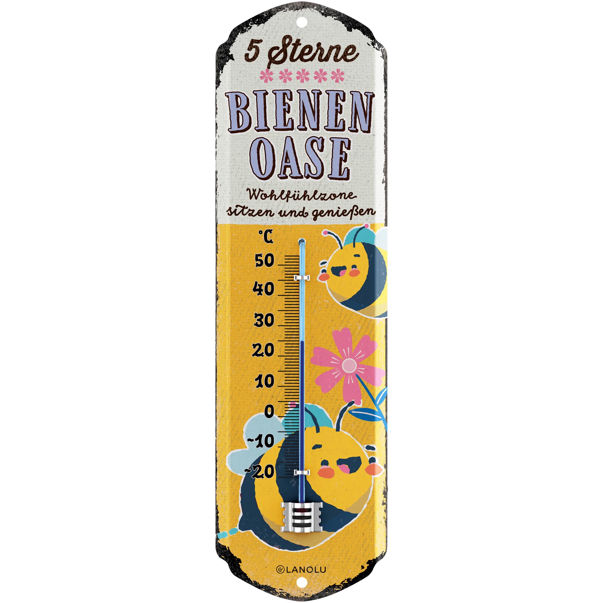 TEMU Bee Thermometer, Garden Sign Outdoor, Vintage Garden Decor Signs, Retro Metal Sign, Lounge Garden Decor - Garden Metal Sign 8x28cm Classic