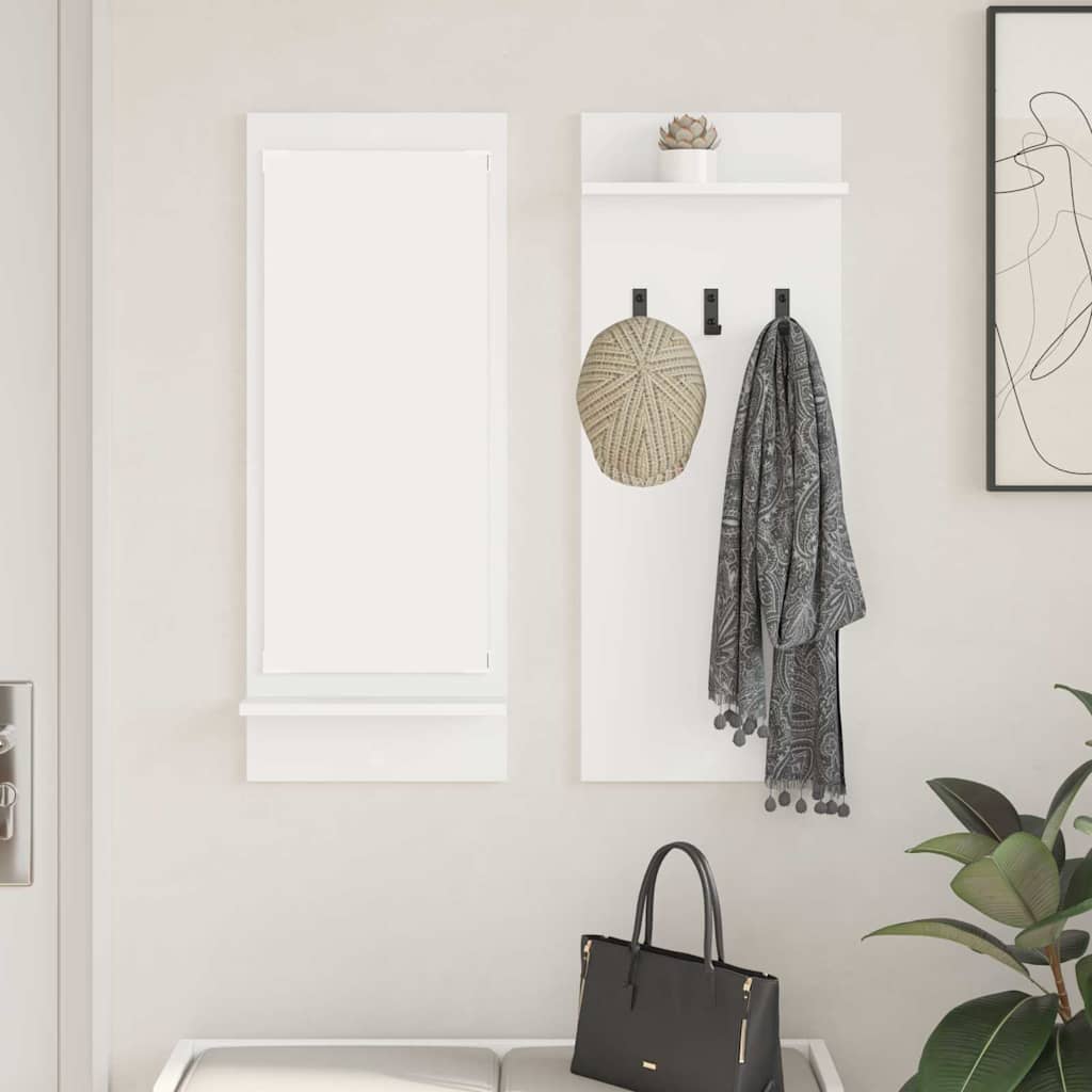 Vidaxl Wall-mounted Clothes Rack With Shelf With Storage With Mirror White 70 X 10 X 90 Cm