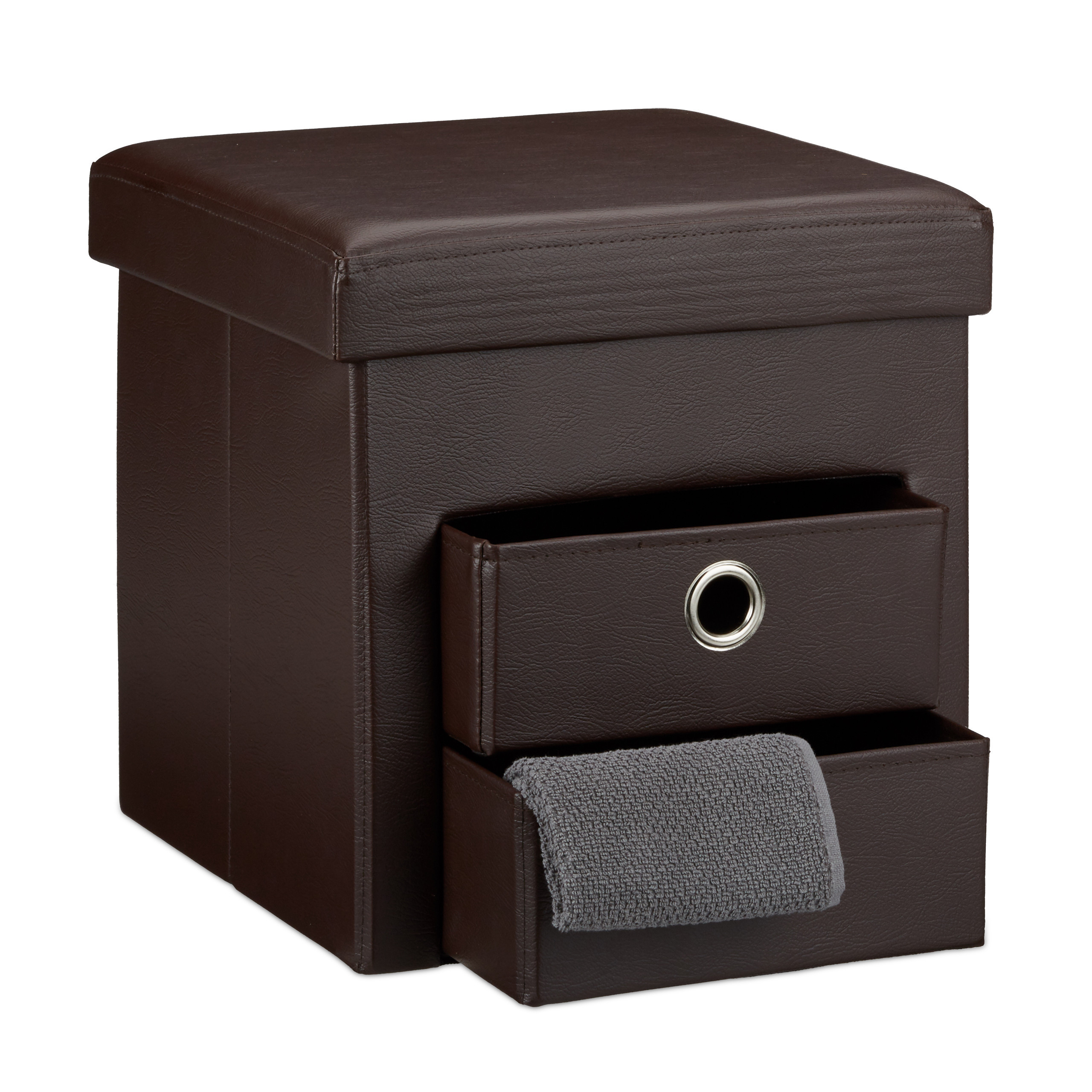 Stool In Brown - (w)38 X (h)38 X (d)38 Cm