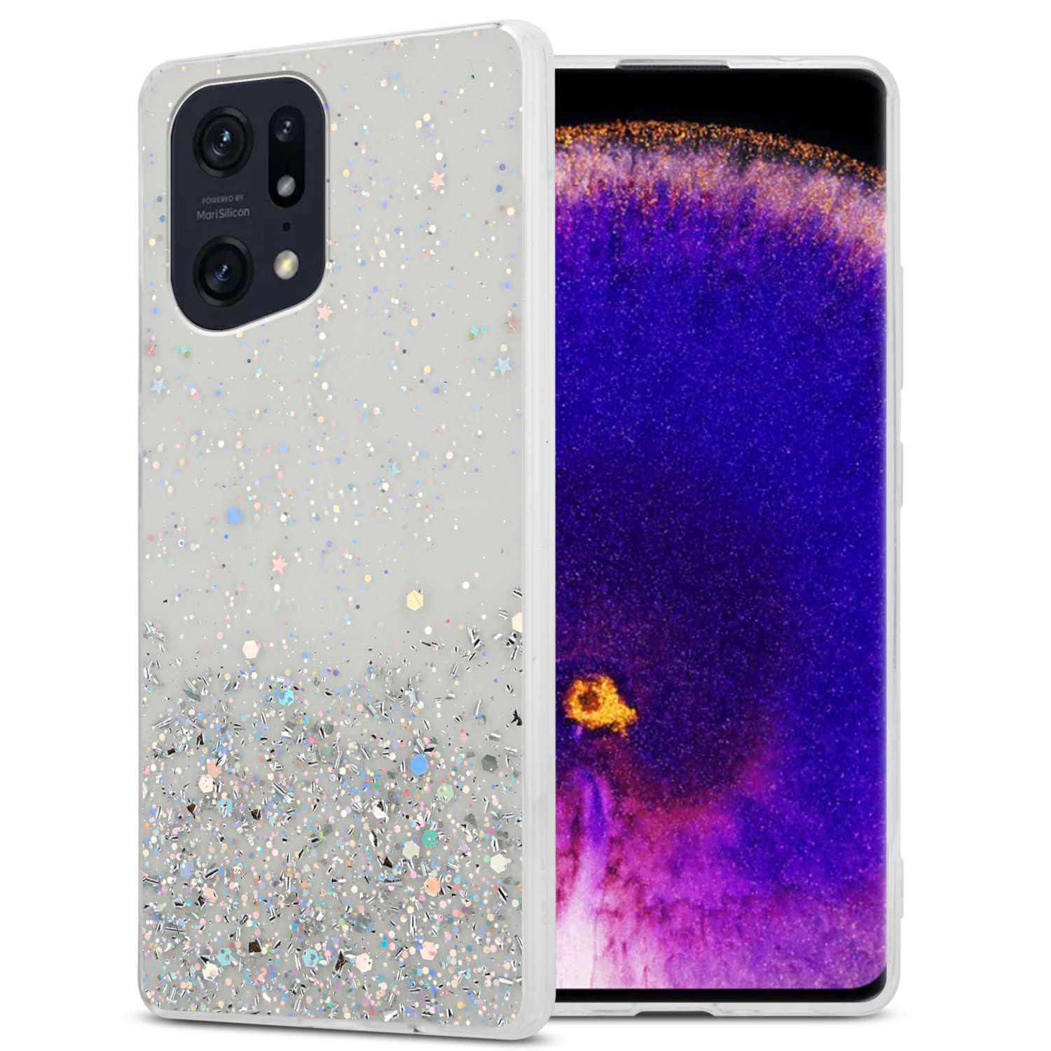 Image of Case Compatible For Oppo Find X5 Pro Protective Of Flexible Tpu Silicone With Sparkling Glitter Case Cover Case Mobile Phone Case