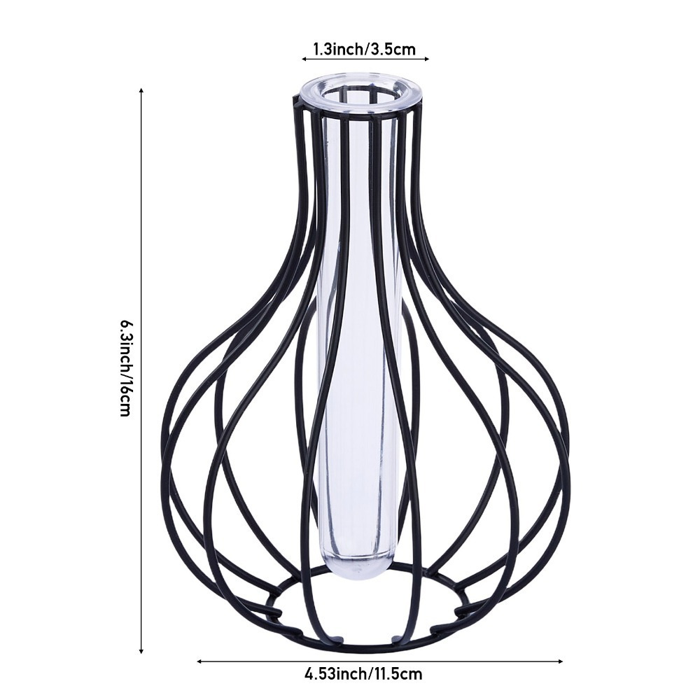 Iron Wire Hydroponic Floral Vases with Acrylic Tube