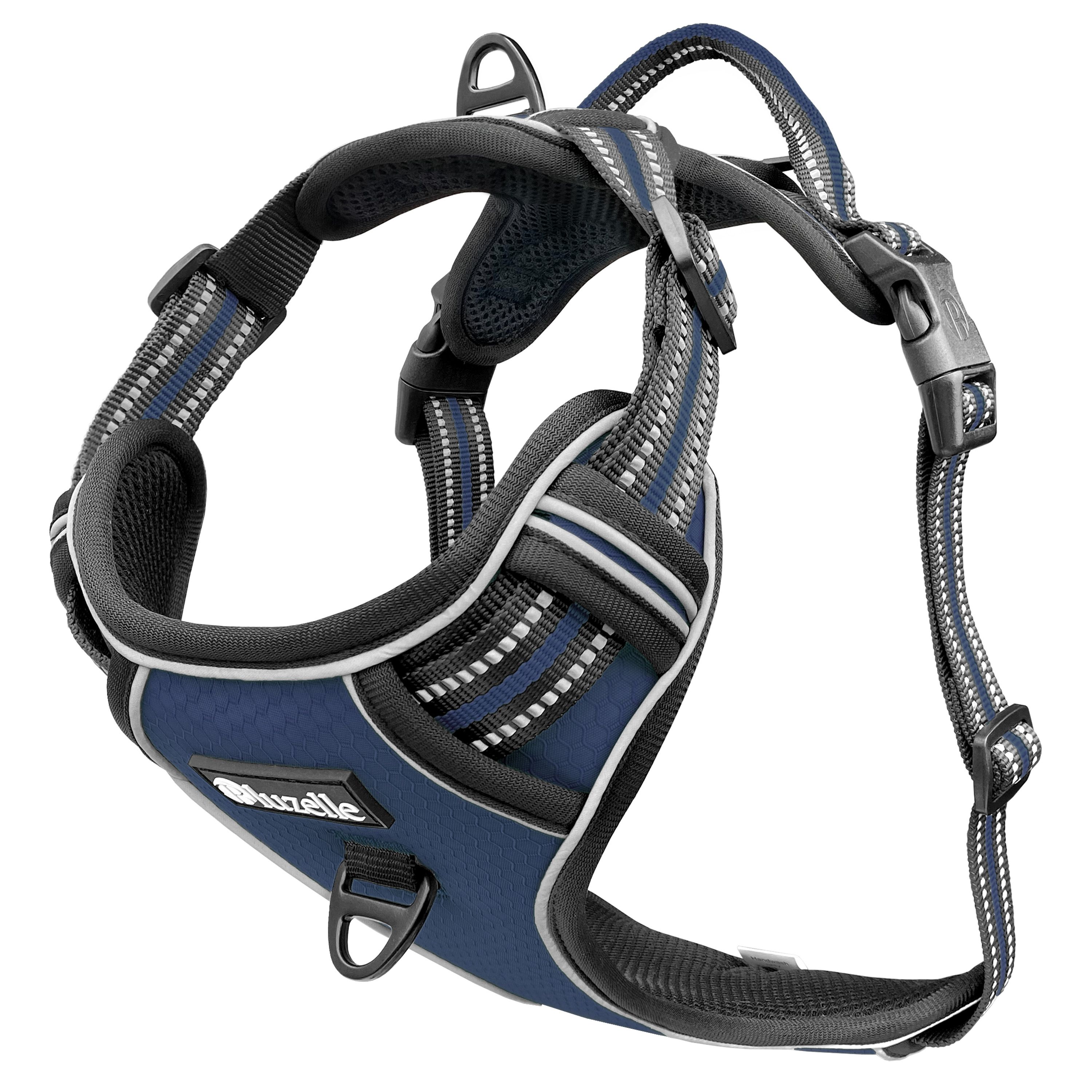 Image of Bluzelle Dog Harness For Small Dogs, Reflective Chest Harness With Handle & Pocket For Gps , Anti-pull Dog Vest Dog Warning Vest, Breathable Reflective Straps, - S