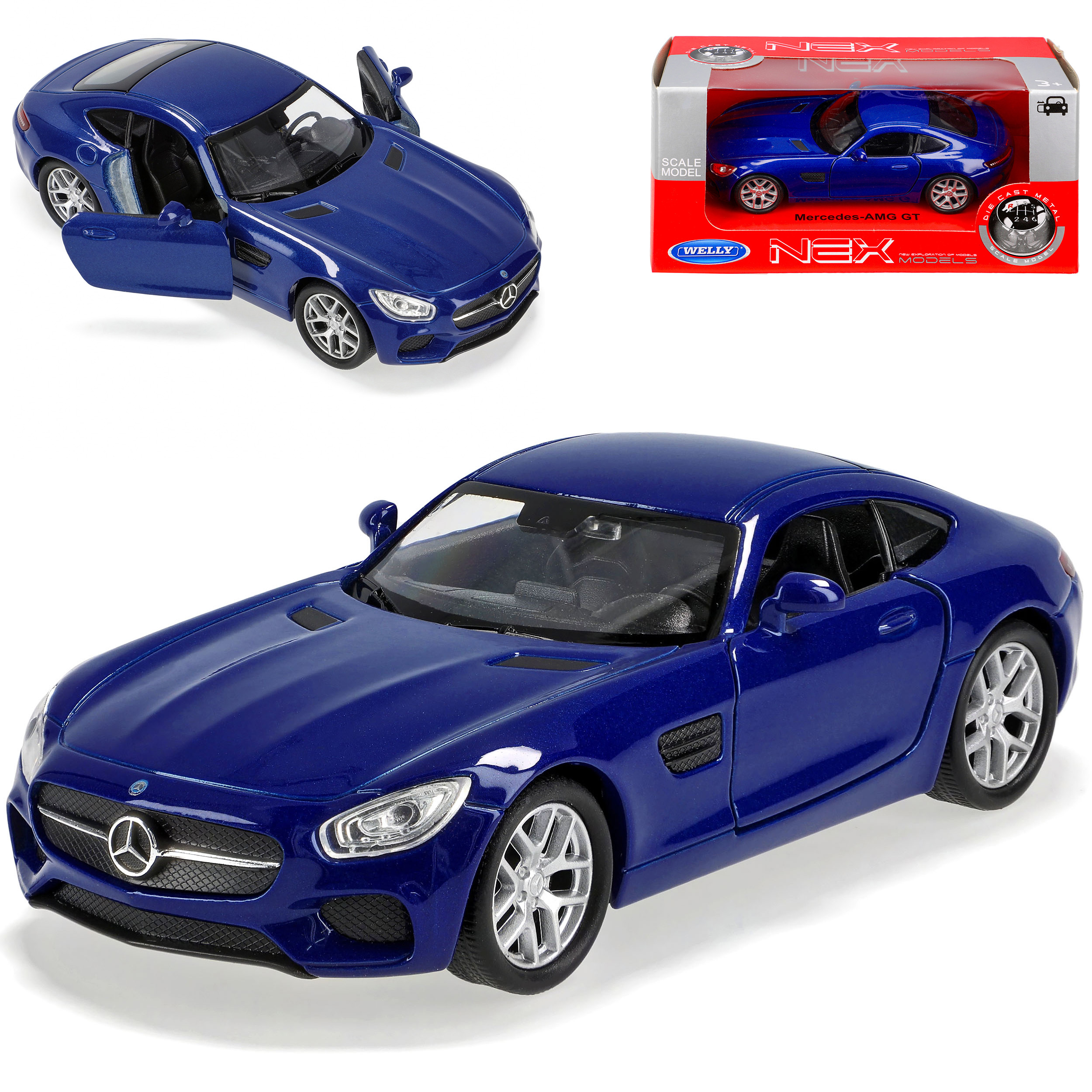 Mercedes-benz Amg Gt Blue From 2014 . 1/43 1/36-1/46 Welly Model Car