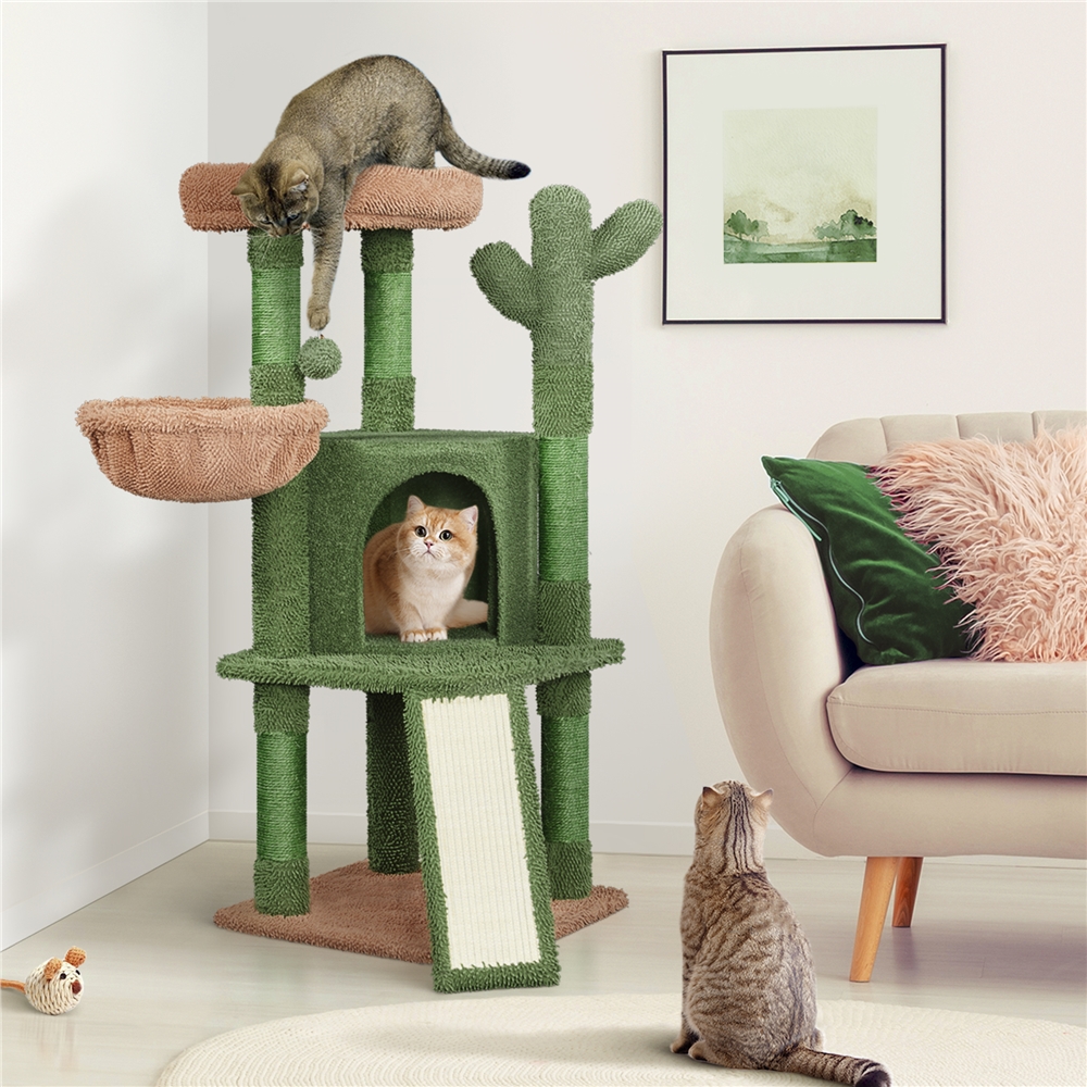 E-shop Costoffs Kratzbaum Kletterbaum mit Aussichtsplattform Kaktusförmiger Katzenbaum Katzenhöhle Liegemulde Sisalstämme