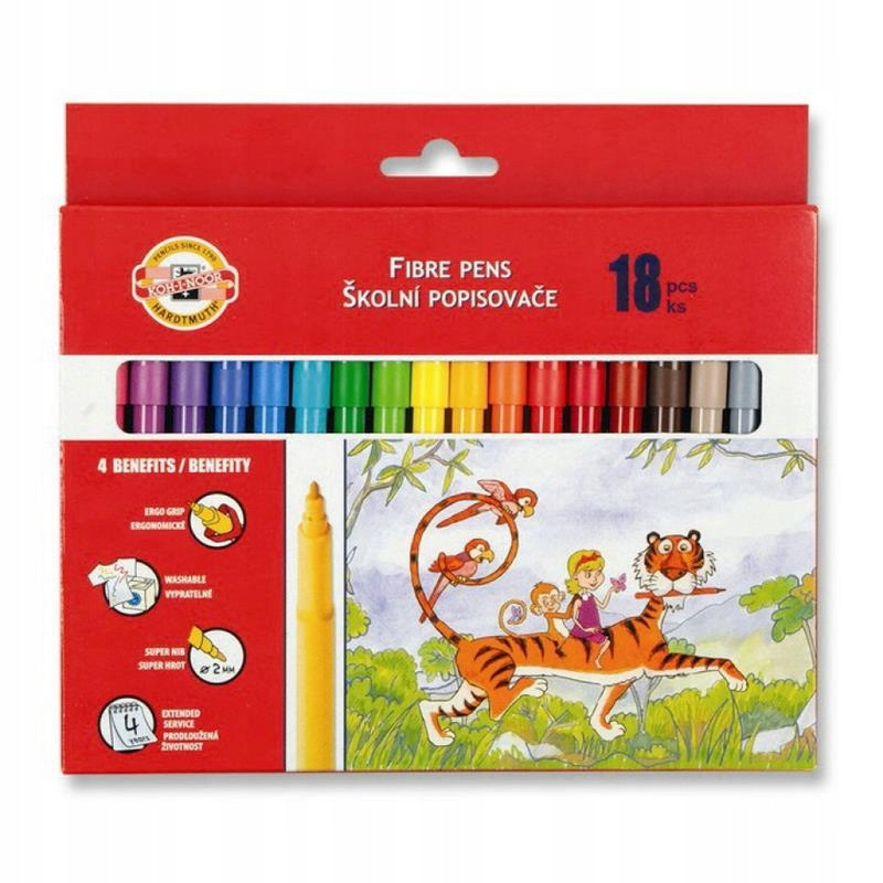 School Flamastry 18 Colors In Ergonomic Packaging, Ideal For Drawings And Plastic Projects, And Comfortable To Hold Thanks To The Triangular Shape