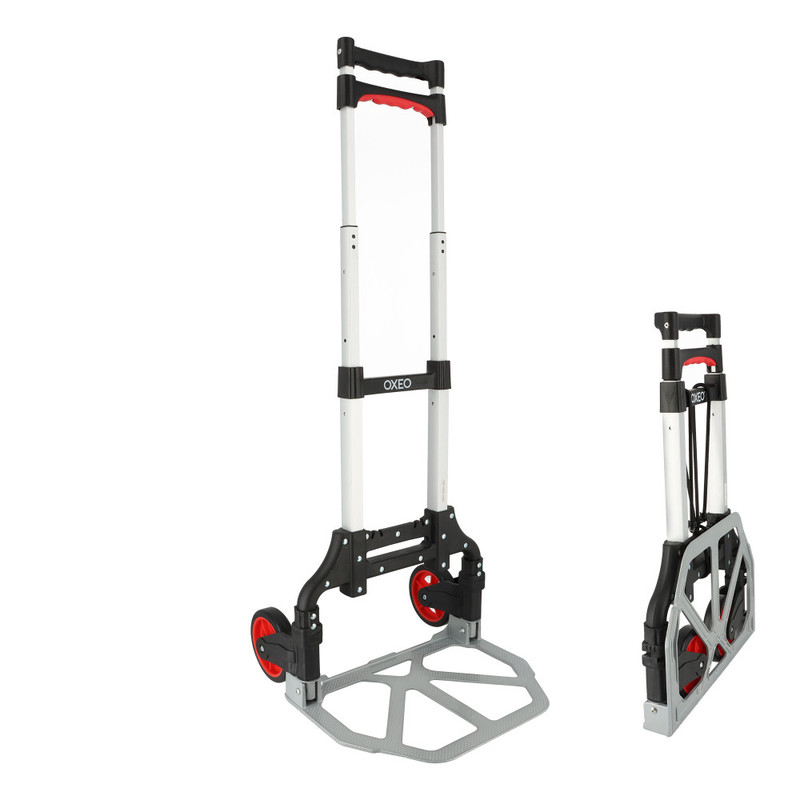 TEMU pliable 70kg - Aluminium - Plateau antidérapant 39x23 cm - Hauteur 91cm - Roues increvables système de automatique